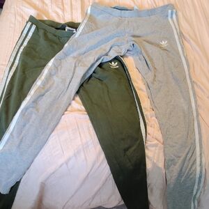 Adidas Gray and Green Size Medium Leggings